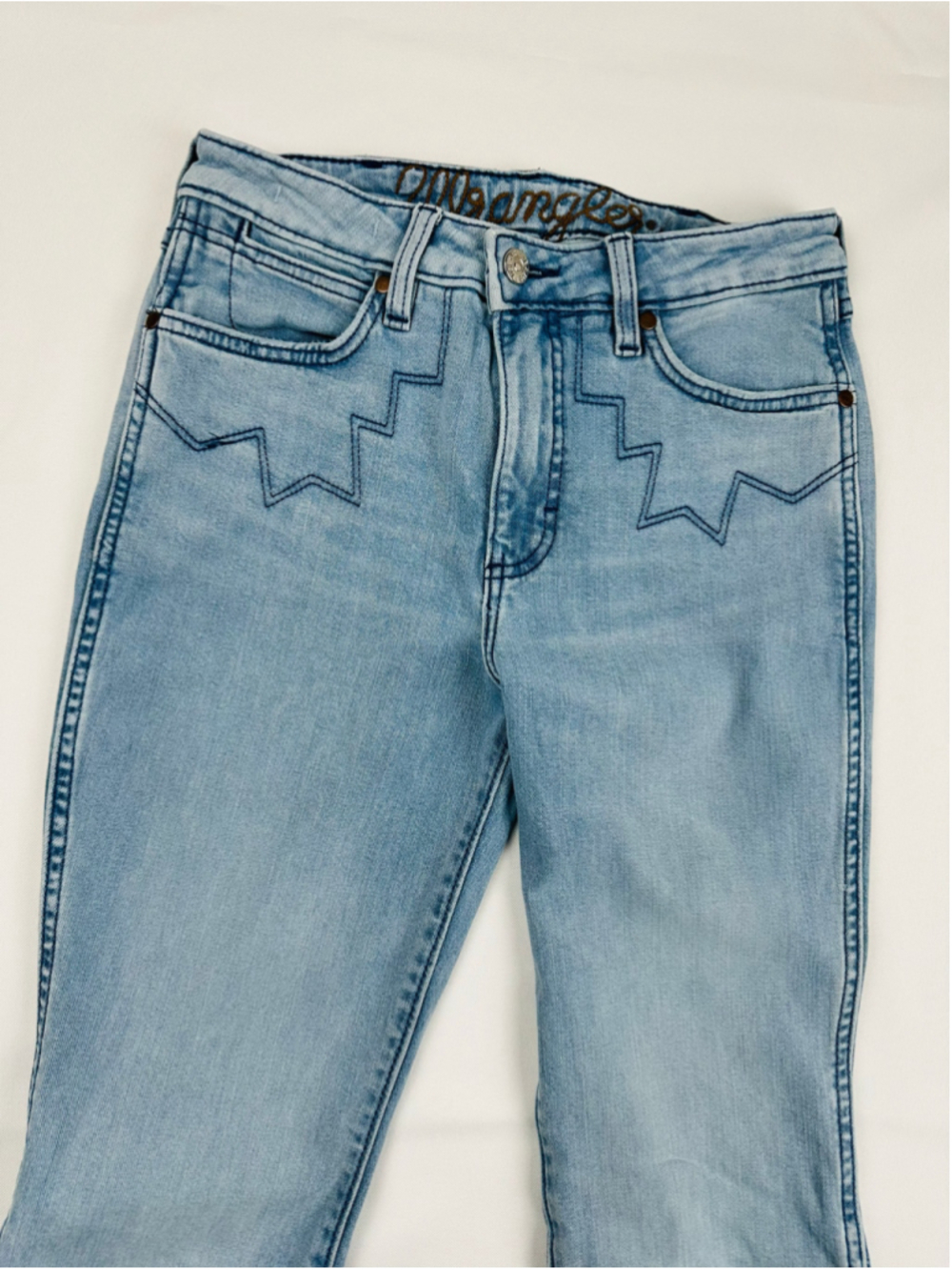 Wrangler Retro Premium Women’s 27x36 High Rise Embellished Trumpet Flare Jeans - Picture 8 of 14